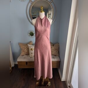 Vince Pink Halter Cowl Neck Dress